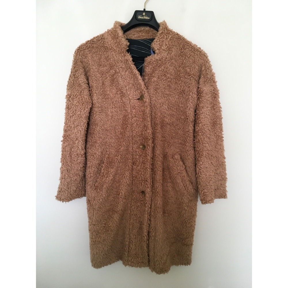 Sseko Designs Noonday Collection Reversible Sherpa Coat, Beige and Bwindi Sz 1